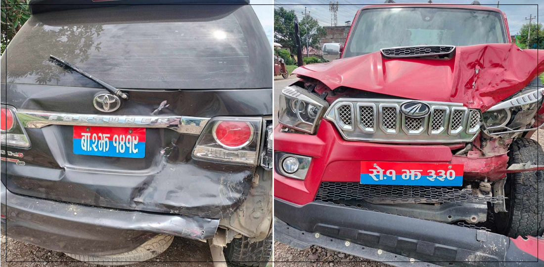 सुदूरपश्चिमका दुई मन्त्री सवार गाडी आपसमा ठोक्किँदा दुर्घटना