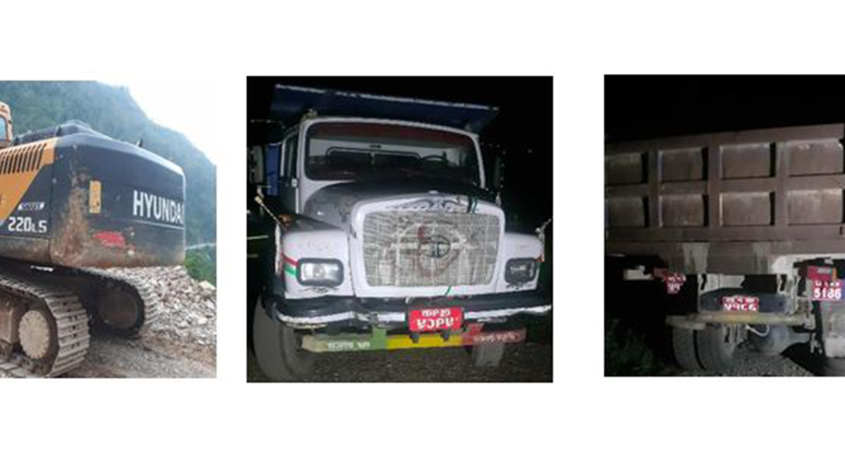 स्याङ्जामा नदीजन्य पदार्थ उत्खनन गर्ने ३ सवारीसाधन नियन्त्रणमा