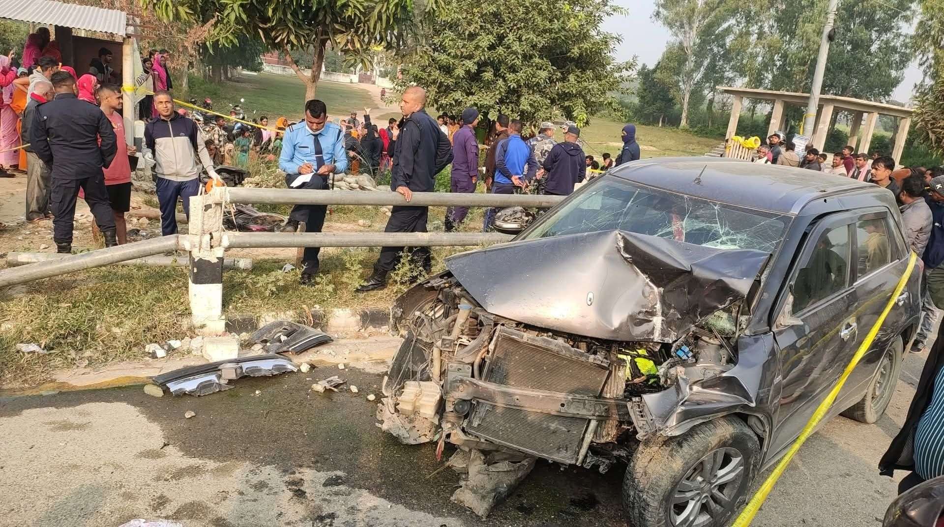 धनुषामा कारको ठक्करबाट श्रीमतीको मृत्यु, श्रीमान घाइते धनुषामा कारको ठक्करबाट श्रीमतीको मृत्यु, श्रीमान घाइते