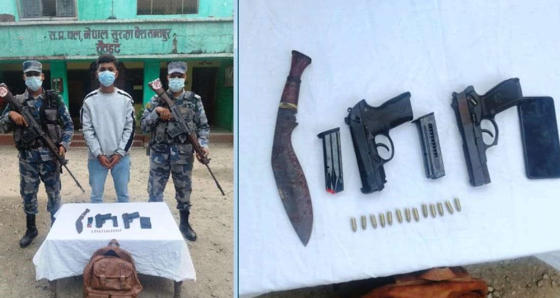 चन्द्रपुरबाट हातहतियार सहित एक युवक पक्राउ 