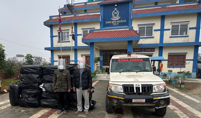  गाँजा बोकेको एम्बुलेन्स पक्रीन मोरङ प्रहरीले चलायो गोली