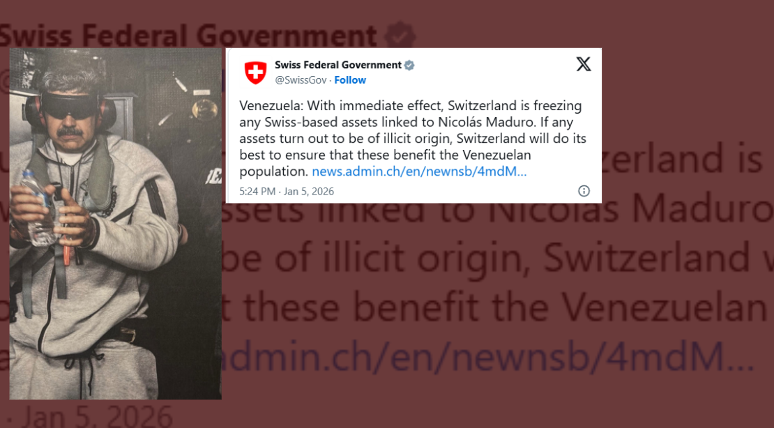 स्विट्जरल्यान्डद्वारा निकोलस मादुरोसँग सम्बन्धित सम्पत्ति जफत गर्ने निर्णय