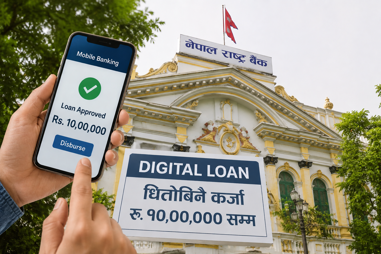 मोबाइल बैंकिङबाटै १० लाख रुपैयाँसम्म कर्जा लिन सकिने मोबाइल बैंकिङबाटै १० लाख रुपैयाँसम्म कर्जा लिन सकिने