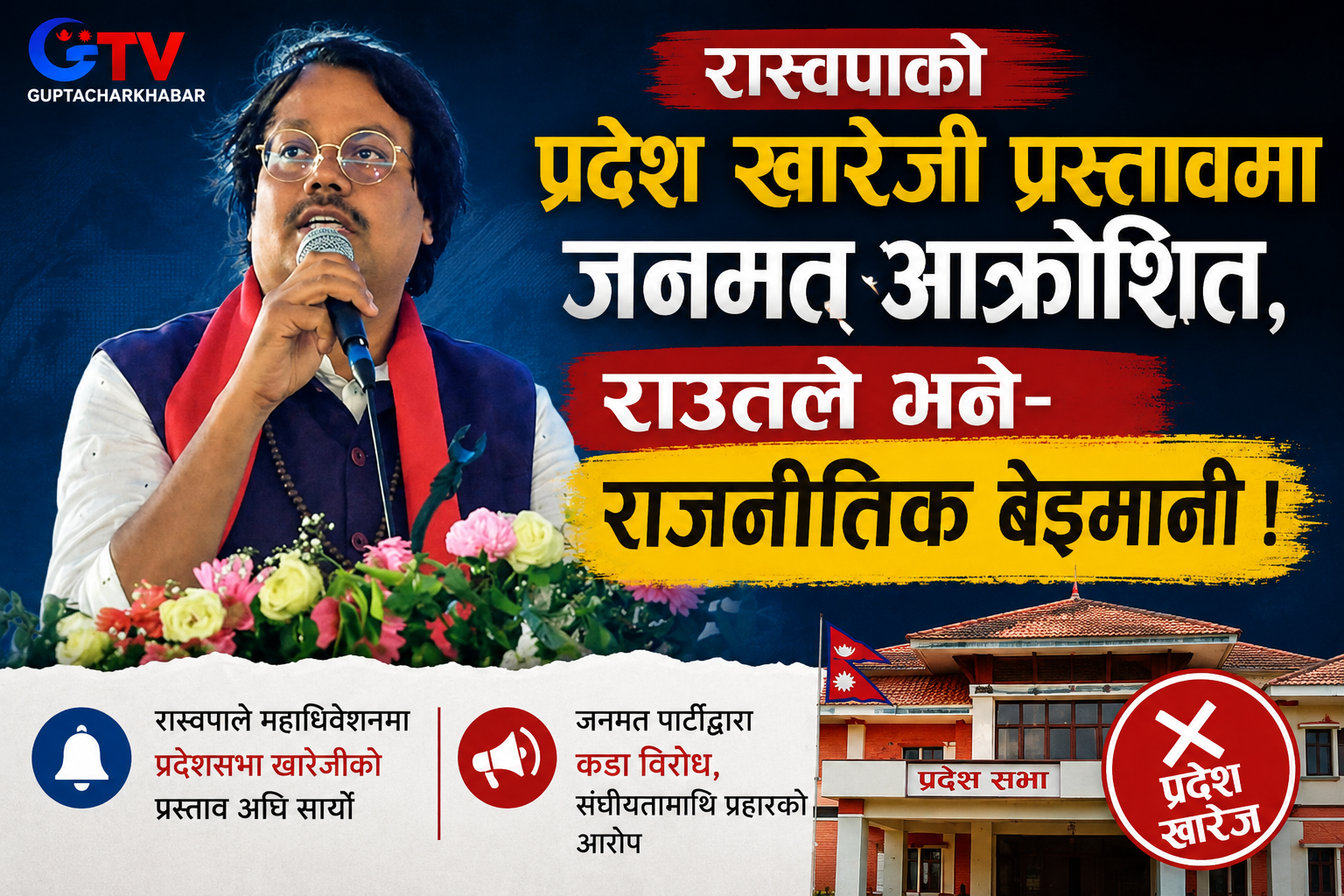 रास्वपाको प्रदेश खारेजी प्रस्तावमा जनमत आक्रोशित, राउतले भने– राजनीतिक बेइमानी ! रास्वपाको प्रदेश खारेजी प्रस्तावमा जनमत आक्रोशित, राउतले भने– राजनीतिक बेइमानी !