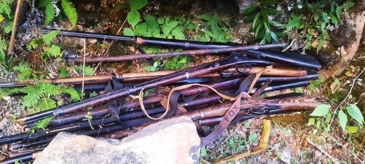 दाङका सामुदायिक बनबाट ५५ नाल भरुवा बन्दुक बरामद 