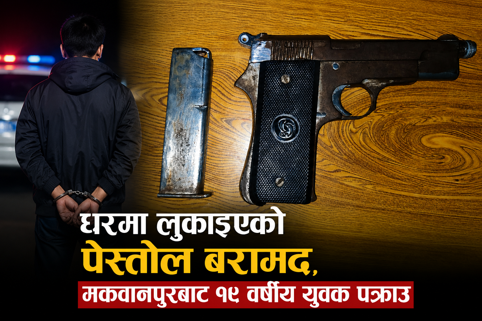 घरमा लुकाइएको पेस्तोल बरामद, मकवानपुरबाट १९ वर्षीय युवक पक्राउ