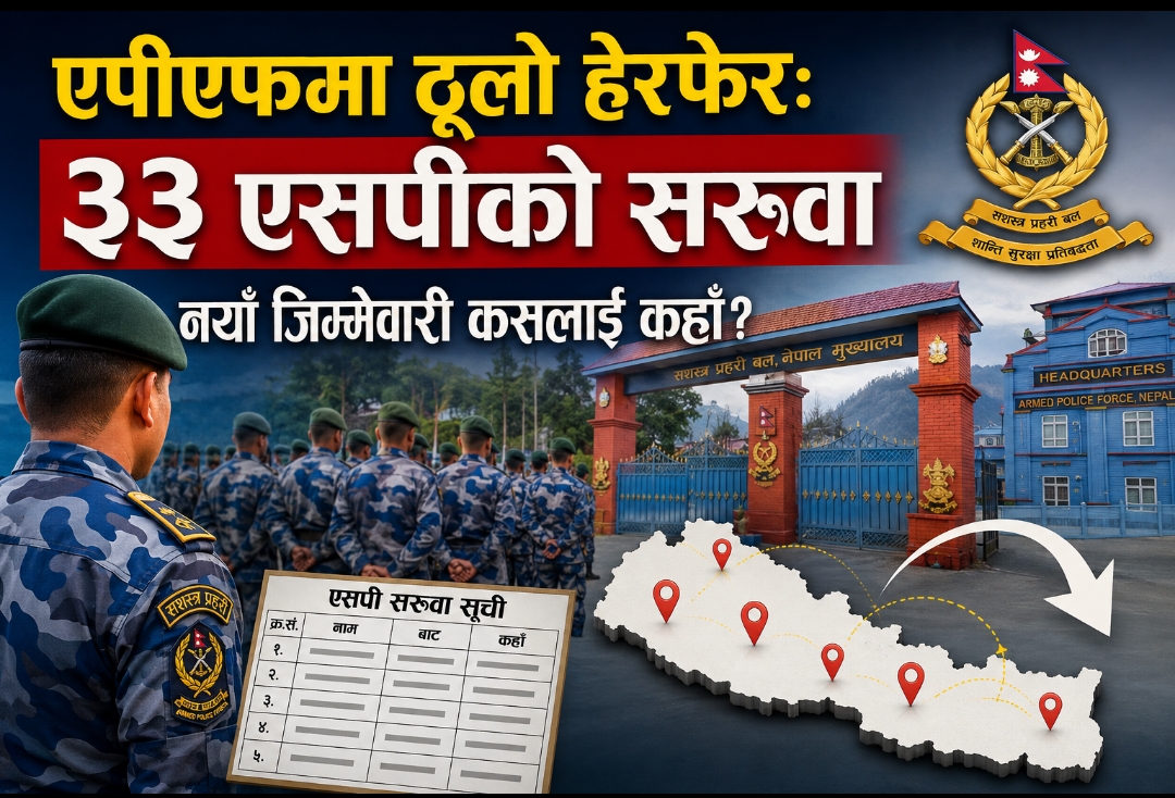 एपीएफमा ठूलो हेरफेर: ३३ एसपीको सरुवा, नयाँ जिम्मेवारी कसलाई कहाँ?